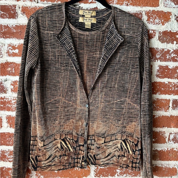 RAFAEL Black and Tan Textured Cardigan and Tank Top 2 piece set - Picture 6 of 8